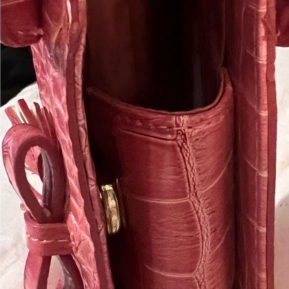 LIZ CLAIBORNE Small Satchel Bag Pink Croc Handbag Purse - Picture 3 of 11